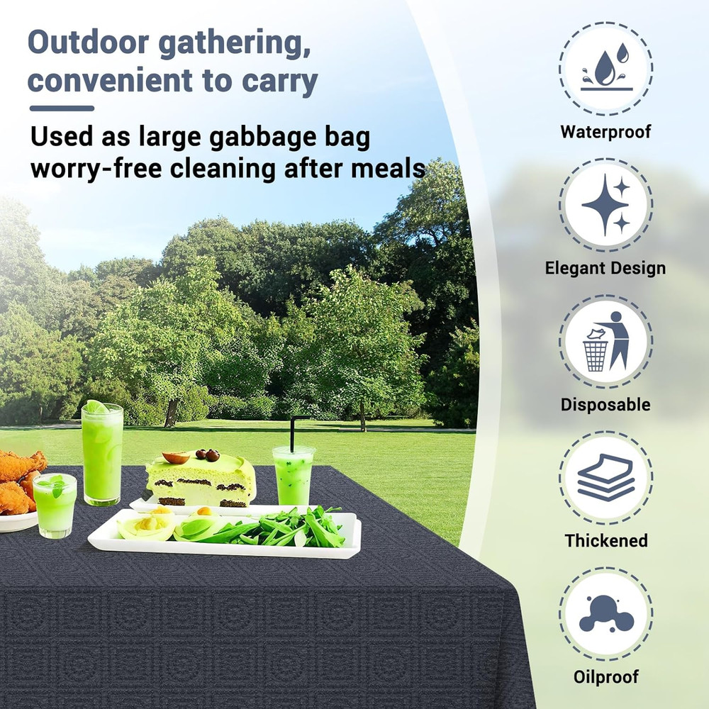 Black Paper Tablecloths for Rectangle Tables 5 Pack, 54''×108'' Disposable Table