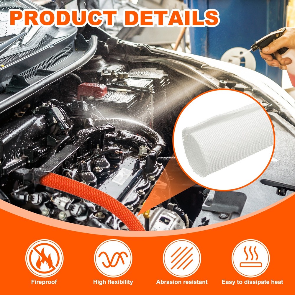 Wire Split Braided Cable Management Sleeve, White (3/4" - 49 Feet)