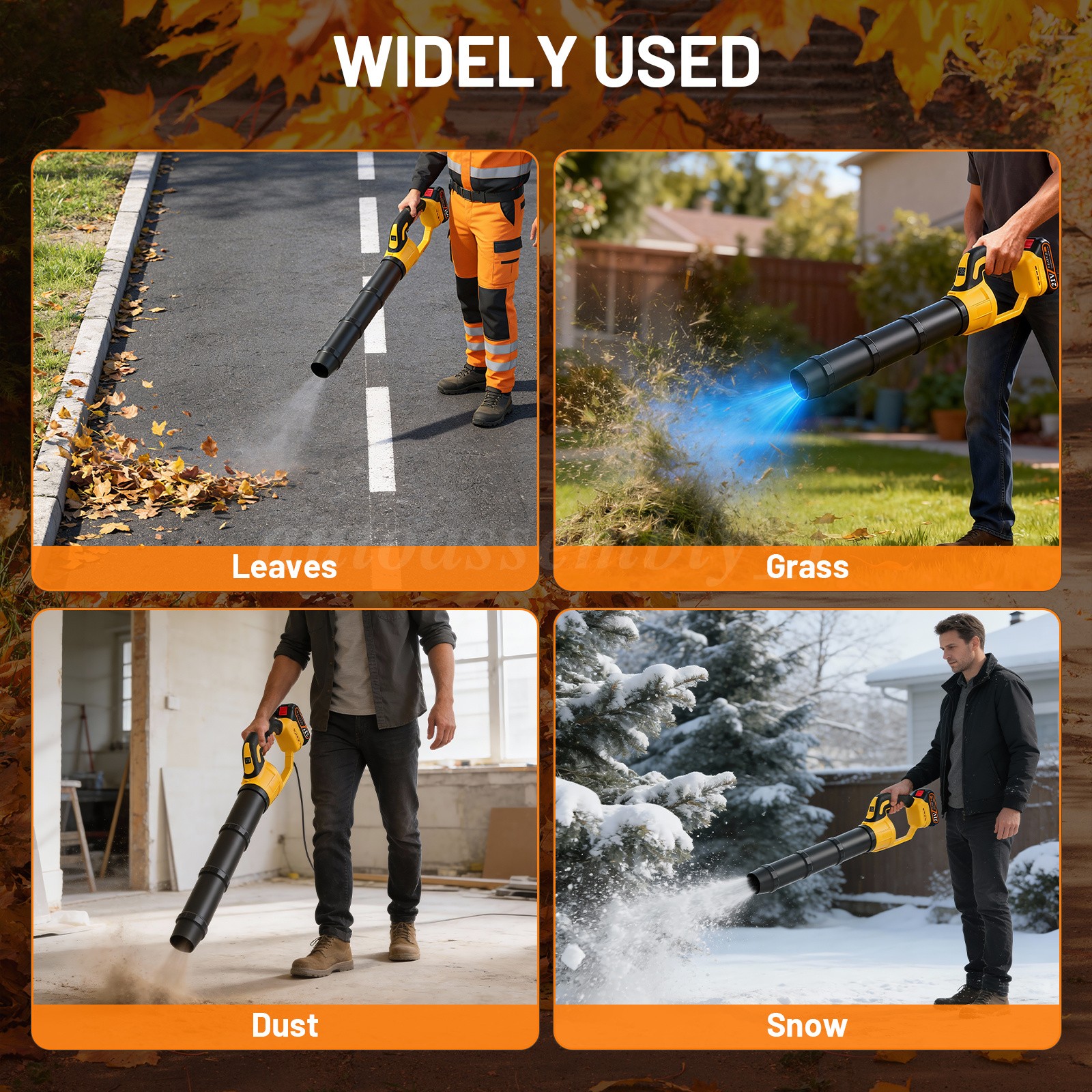 Cordless Leaf Blower 680CFM/280MPH & 2 Speed Levels Electric w/3 Batteries 6.0Ah