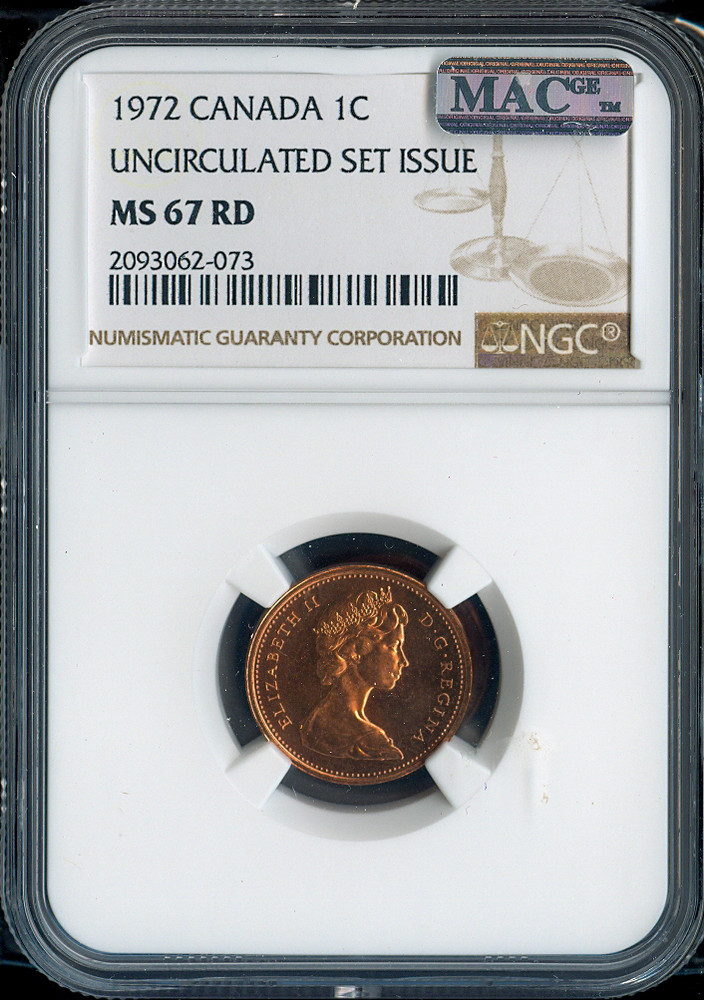 1972 Canada Small Cent 1C NGC MS67 RD MAC  - Quality