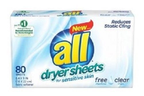 All Dryer Sheets for Sensitive Skin Free & Clear