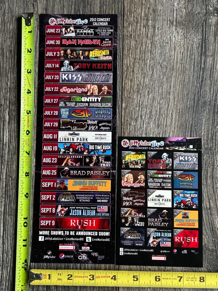 KISS Handbill Concert Card Ad The Tour VA July 2012 Lot Vintage Kiss Motley Crue