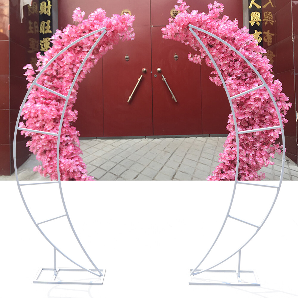 2 Piece Wedding Arch Crescent Moon Floral Stand Party Framework Stand Backdrop