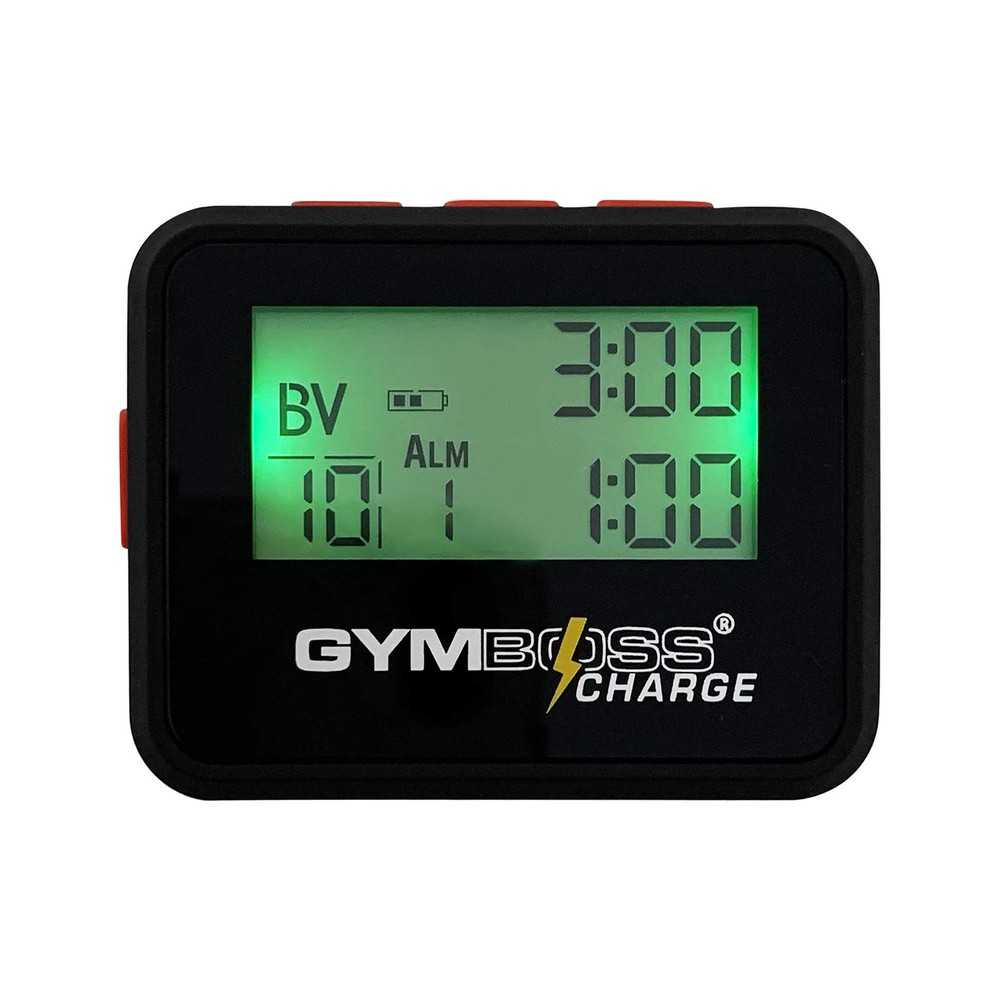 Gymboss Charge Interval Timer and Stopwatch & Watchstrap - Bundle Black / Red