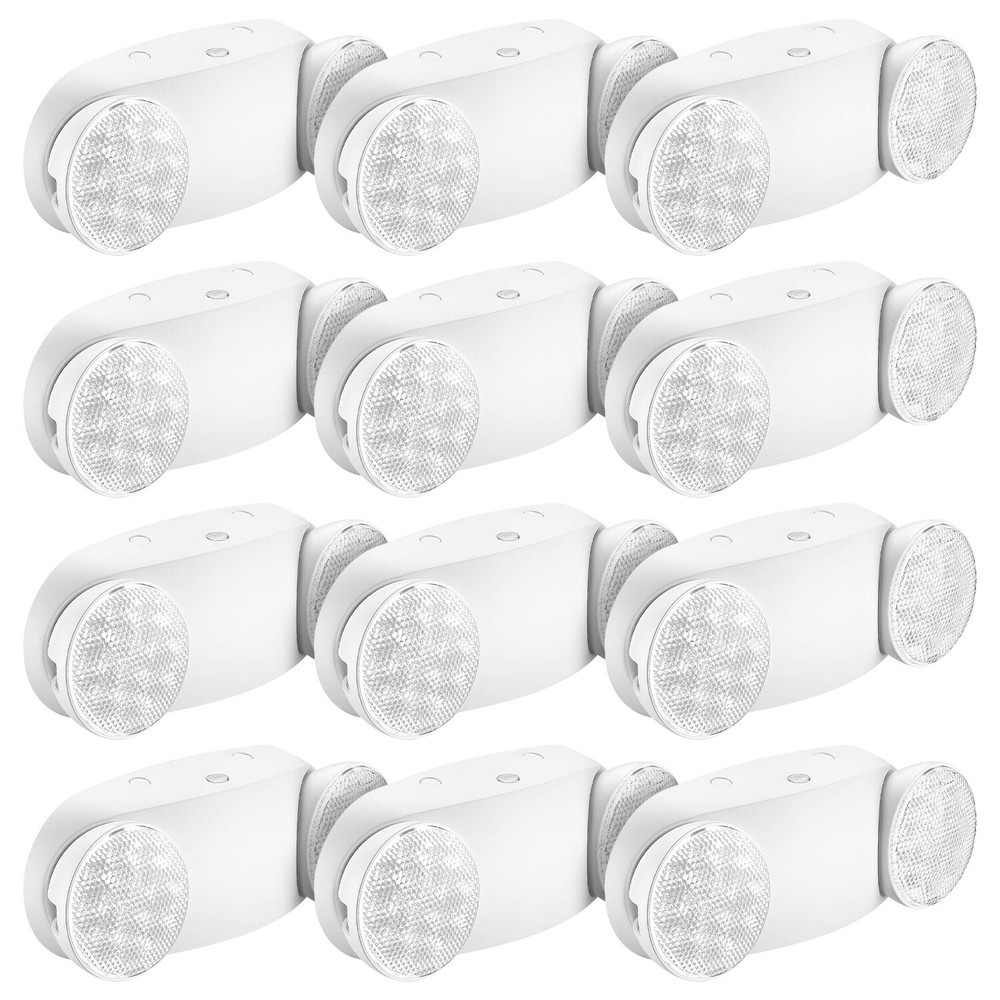12 pack LED Emergency Light White, Exit Sign Light Adjustable Dual Head Battery