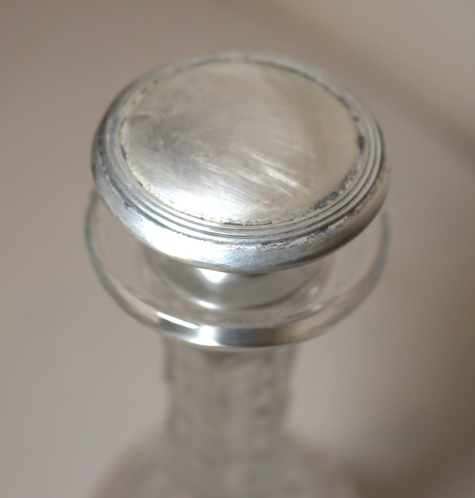 unique antique sterling silver cut clear crystal liquor wine gin decanter bottle