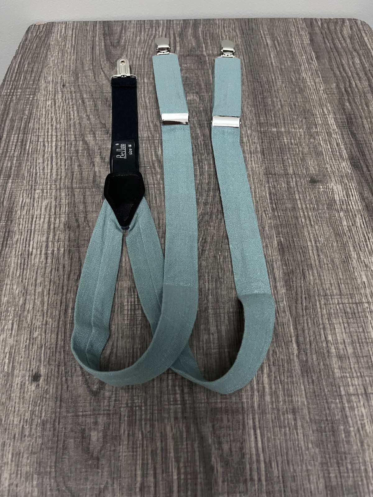 Belluno Boys and Youth Solid Suspenders Set Blue-Green M