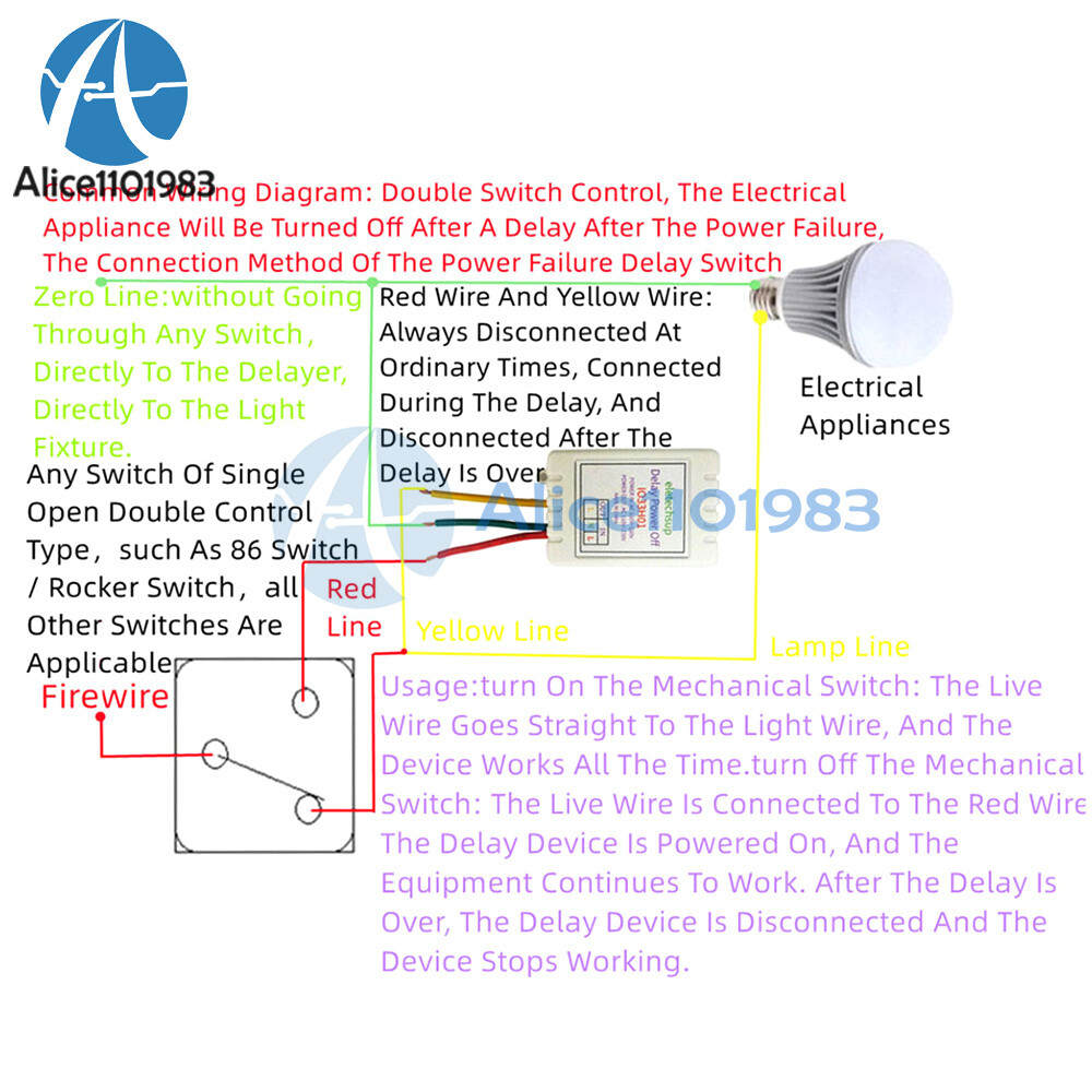 AC110-220V 7A 1 Channel Timer Adjustable Turn Off Delay Controller Module