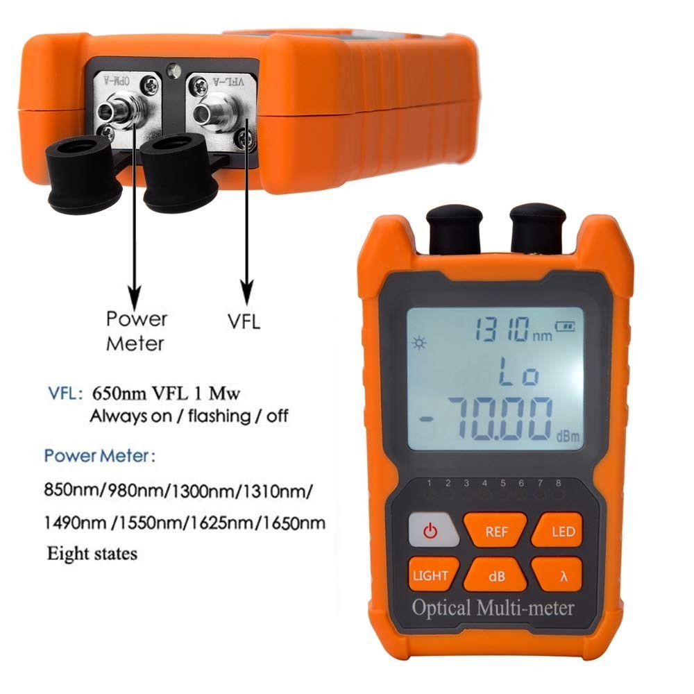 Compact Optical Fiber Power Meter - Supports 8 Wavelengths & Automatic Shutdown