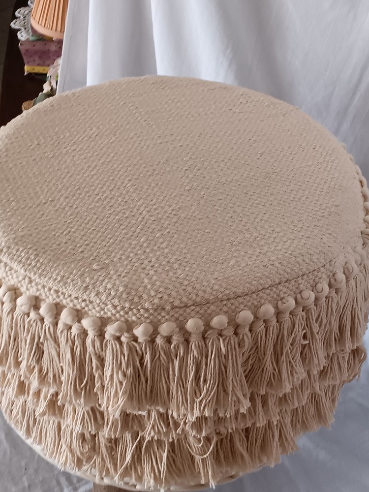 Boho Chic Macrame Style Ottoman / Footstool 16x15