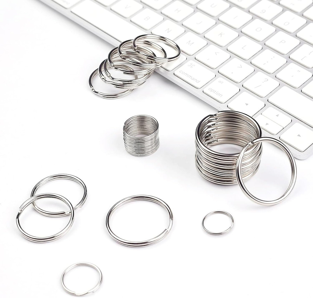 100pcs 20mm Key Ring Keychain Metal Silver Round Split Key Chains Rings Connecto