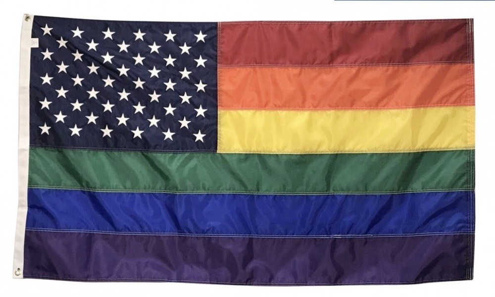 Rainbow New Old Glory Sewn Flag