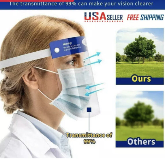 Clear Re-Useable Face Shields. Comfortable, Light Weight Brand New!