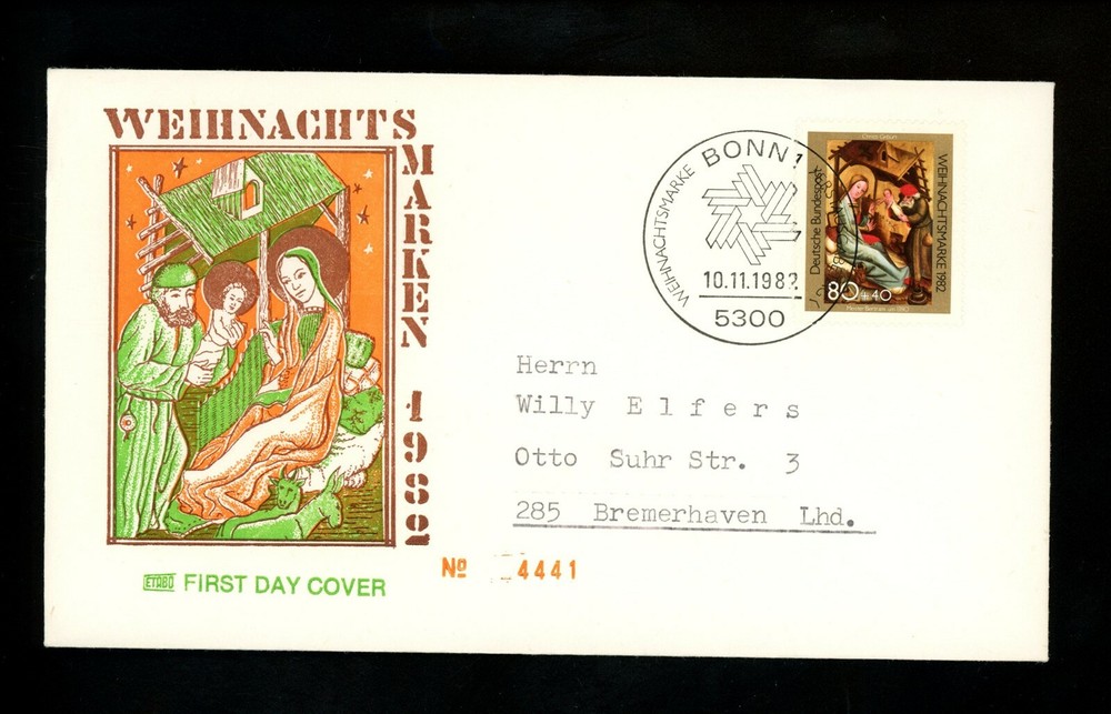 Postal History Germany FDC #B604 Christmas 1982
