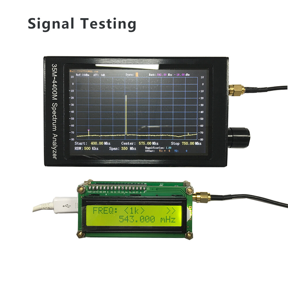 Handheld Simple Spectrum Analyzer 35M-4400MHz RF Signal Source + Battery +LCD