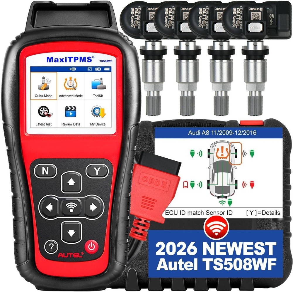 Autel MaxiTPMS TS508WF TPMS Programming Scanner Tool+ 4PCS TPMS MX-Sensor Metal