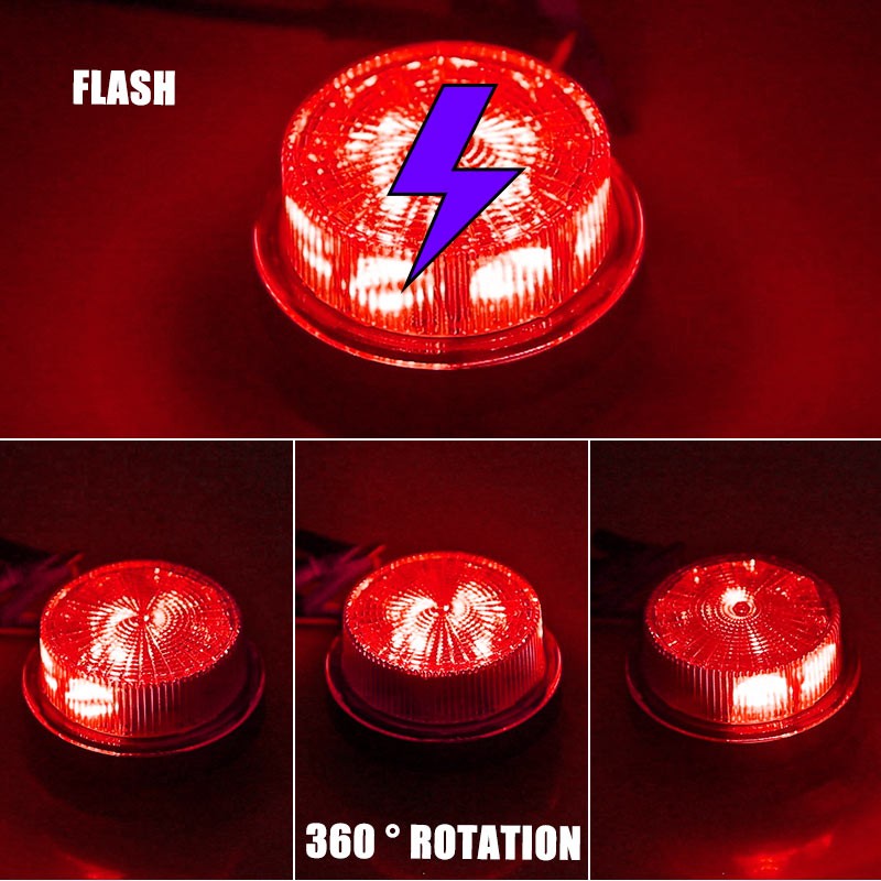 2X 360° LED Rotating Strobe Light Rooftop Flash Beacon Warning Lamp Red 12V-24V