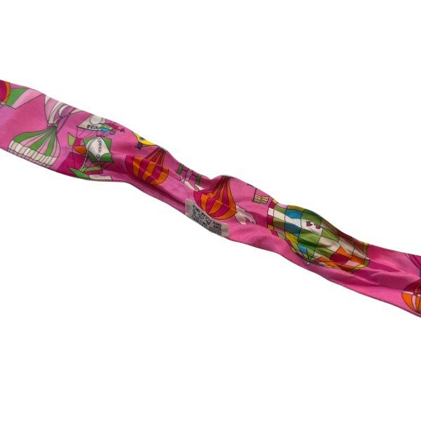 Hermes Les Folies Du Ciel Silk Twilly Multi-Color 84cm Used