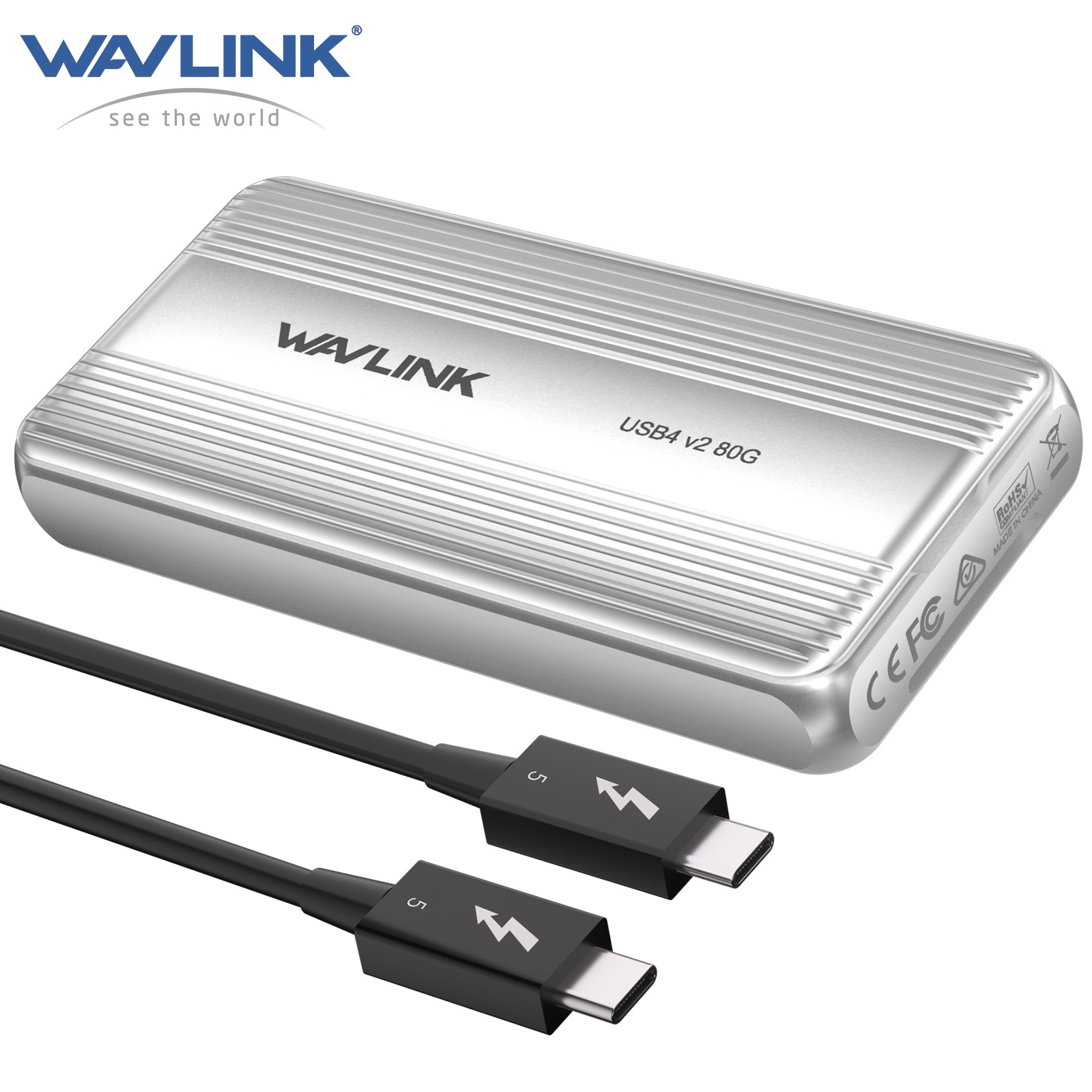 Wavlink Thunderbolt 5 M.2 NVMe SSD Enclosure 80Gbps PCIe NVMe SSD Case USB4 v2