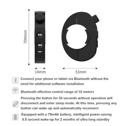 Wireless Bluetooth Media Controller,Motorcycle Handlebar Bluetooth New Black