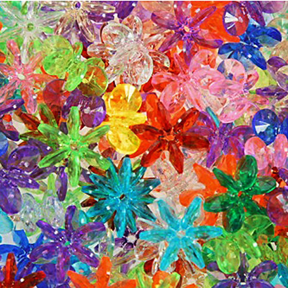 25MM Sunburst Beads, Transparent Multi, 160 Pieces