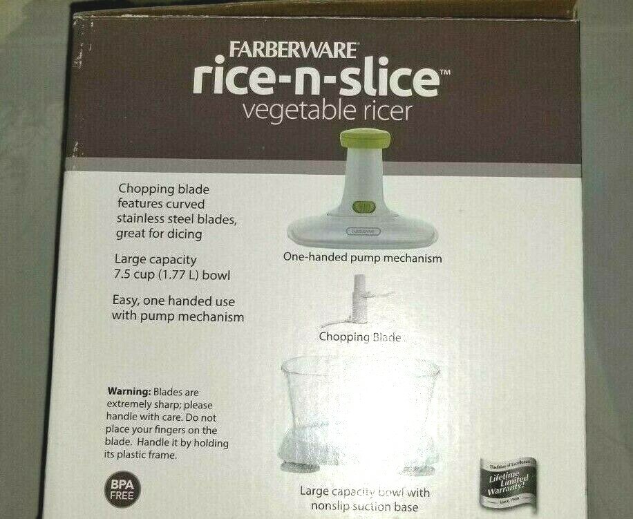 Farberware Rice-N-Slice Manual Vegetable Ricer, Imperfect Box, Pl Read NEW