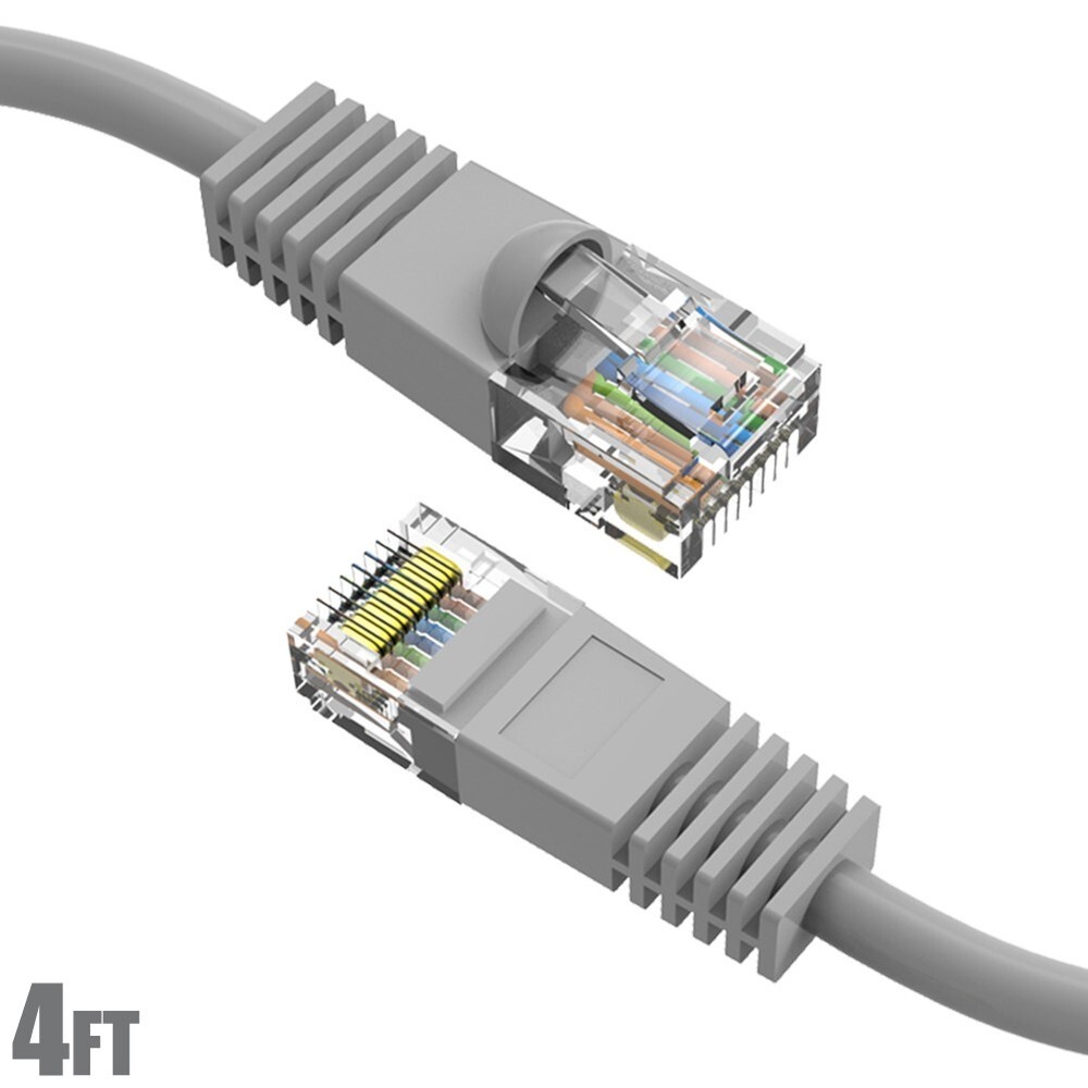 4FT Cat5E RJ45 Ethernet LAN Network UTP Snagless Patch Cable Pure Copper Gray