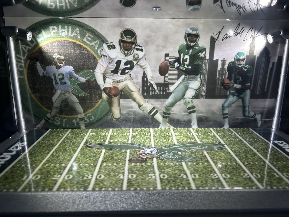 Randall Cunningham Custom 2 Mini Helmet display case with LED lights - Eagles