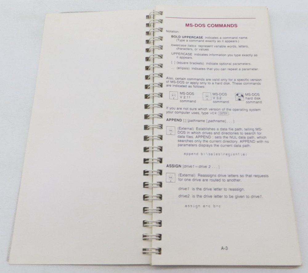 TANDY MS-DOS Quick Reference vintage 1987 computer book reference