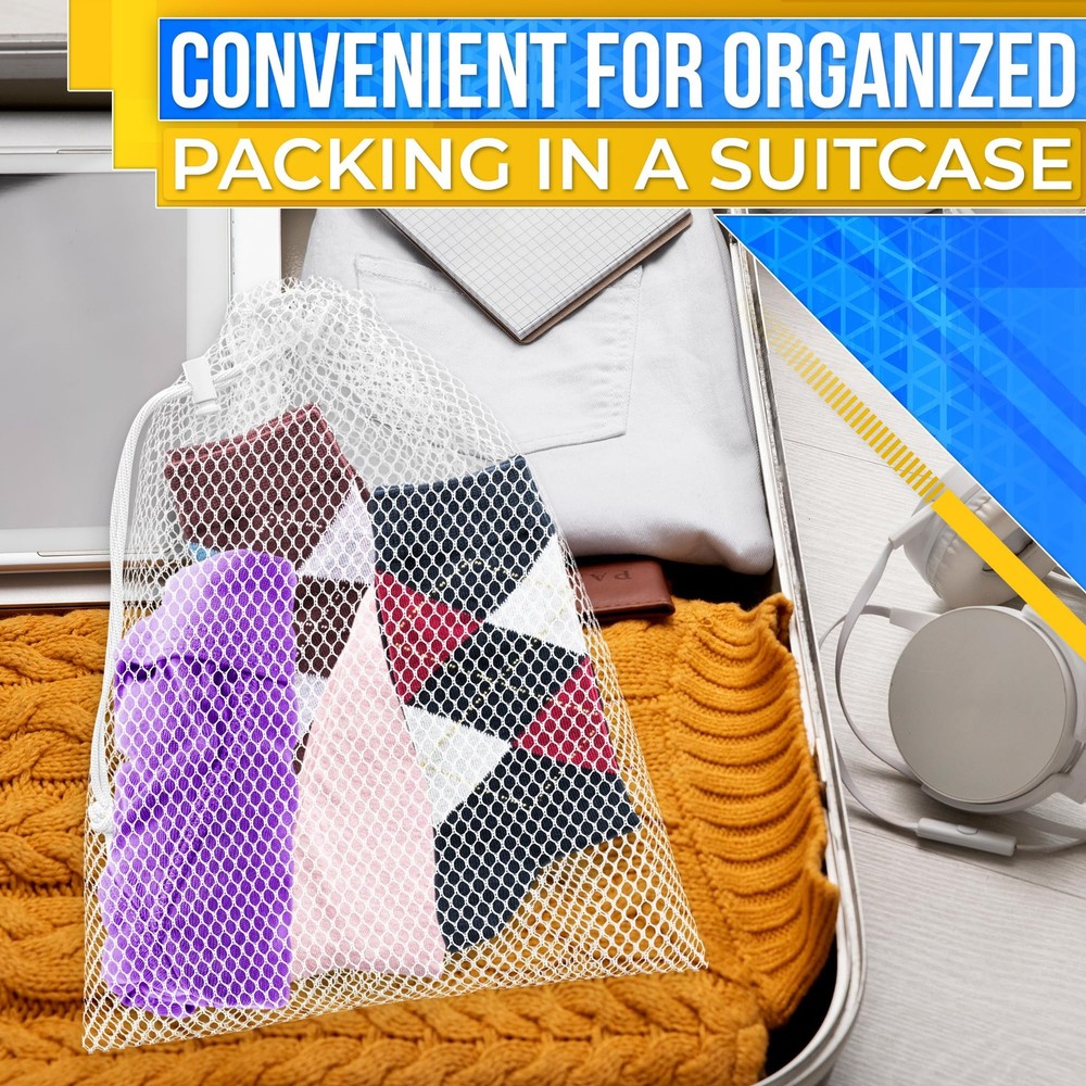5PCs Small Mesh Bags Drawstring – Small Mesh Pool Backpack 11.8 x 7.48 – Mult...