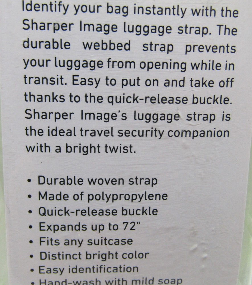 Sharper Image 6Ft. Webbed Strap with Adjustable Strap & Quick Release. New.
