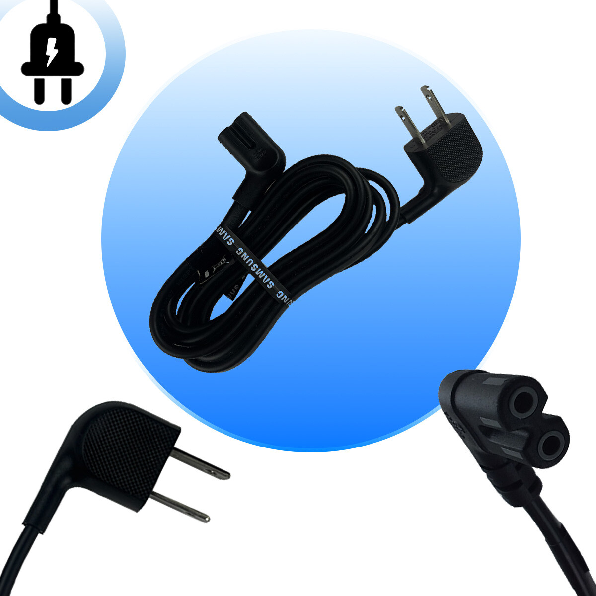 Lot of 1-100 Standard 7A 125V 2-Prong AC Power Cord Cable Samsung 3903-001117