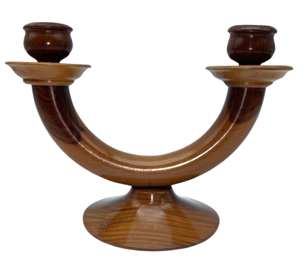 Wooden Candlelabra Two Arm