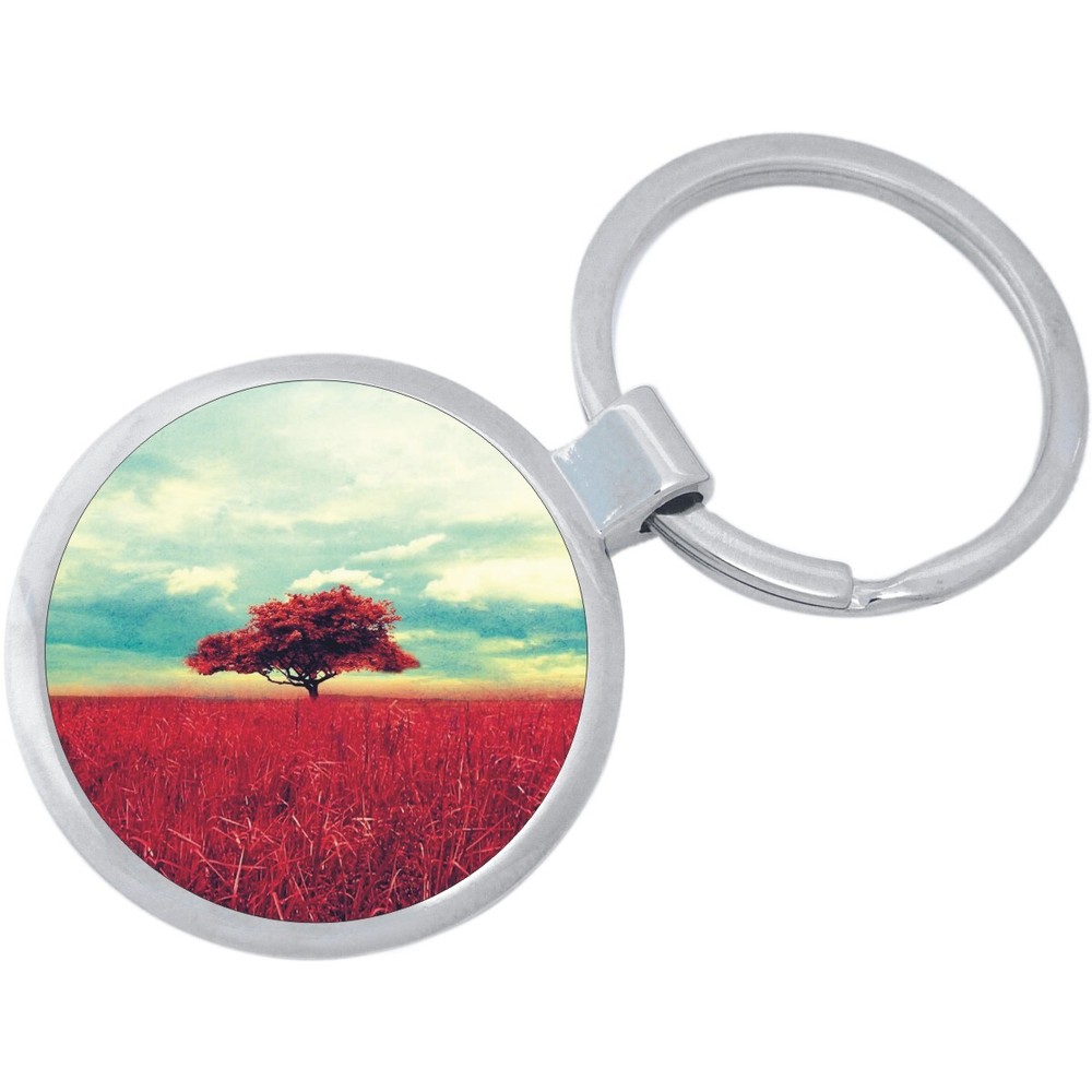 Red Tree Keychain - Includes 1.25 Inch Loop for Keys or Backpack