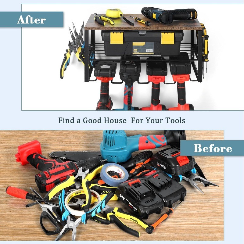 Wall Mount Heavy Duty Floating Power Tool Organizer for Cordless Drill, Workshop