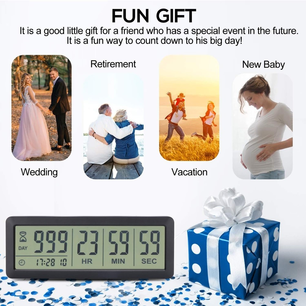 Digital Countdown Timer Upgraded Big 999 Days Count Down Clock for Events