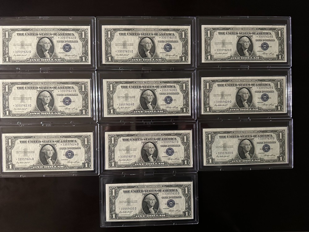 10 Consecutive CU $1 Star 1935 E Silver Certificates