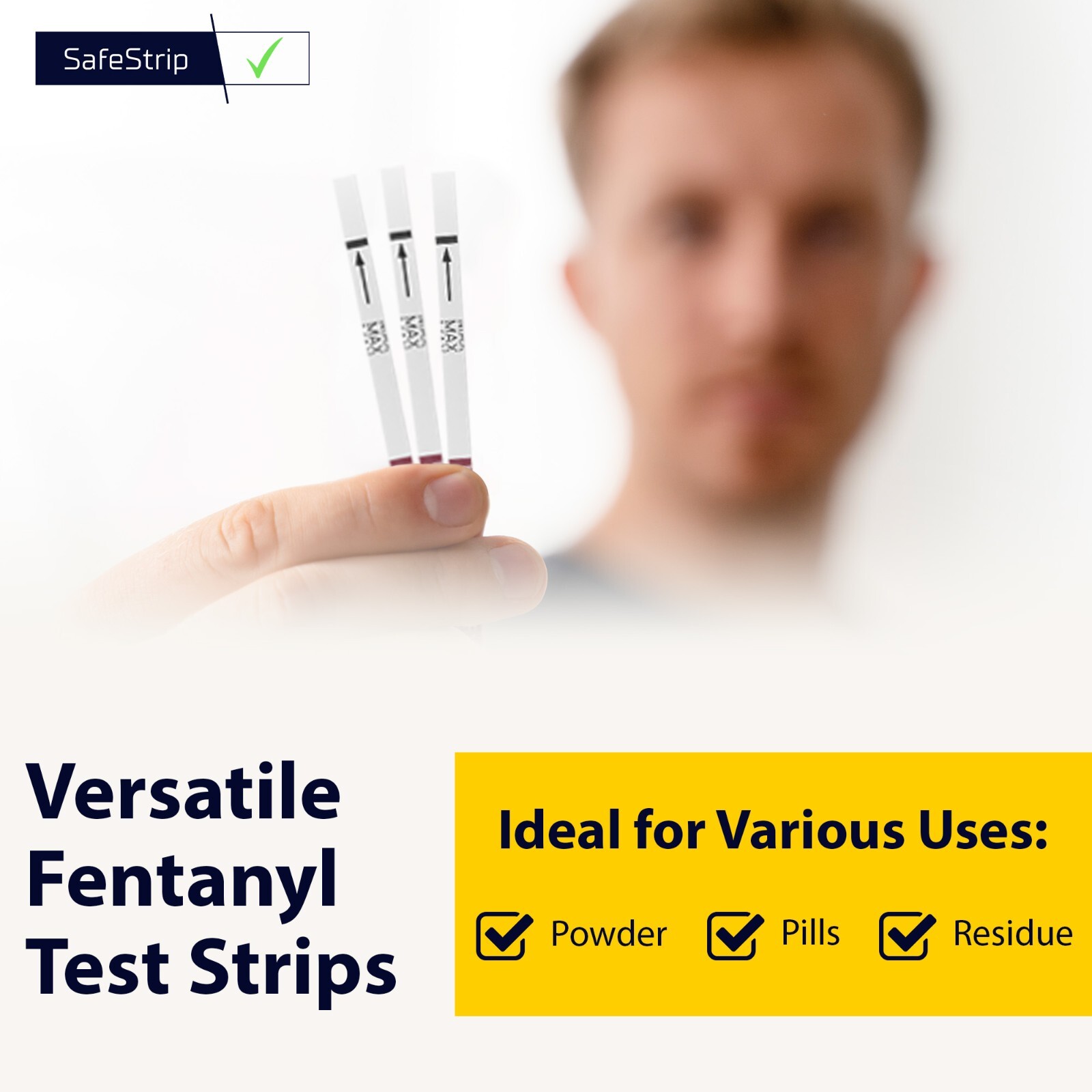 SafeStrip Fentanyl Home Drug Testing Strips - 2 Pack with Scoop - Powder/Liquid