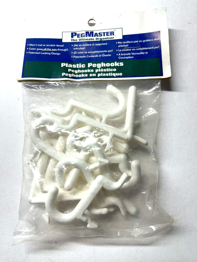 12-Pack Plastic Peg Hooks holds up to 15 lbs