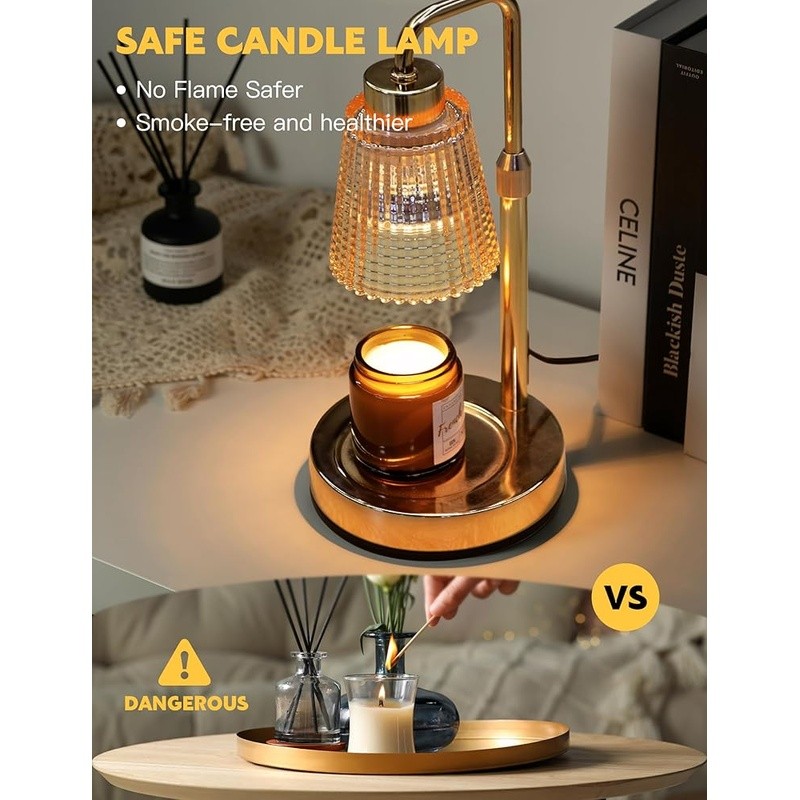 Electric Candle Warmer Lamp Adjustable Dimmable Timer Safe Home Office New