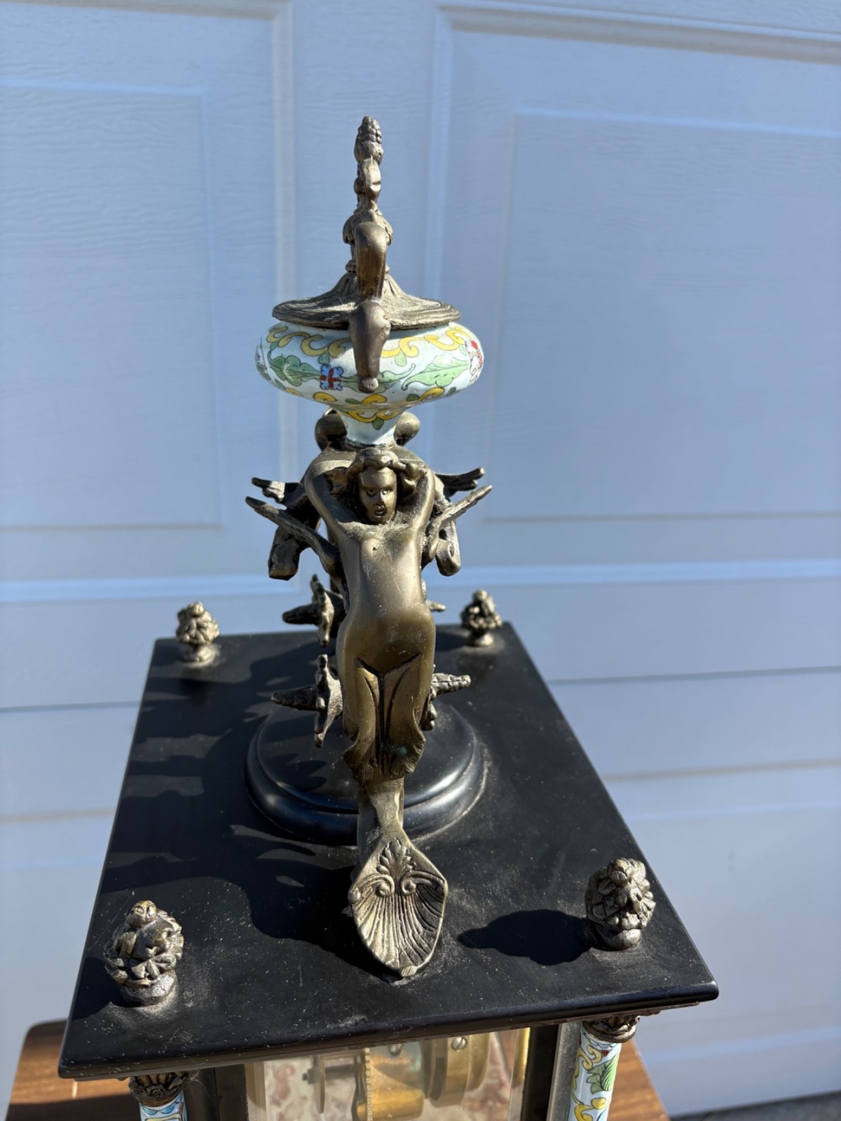 French Clock Bronze Cherubs Lion 1880's **Read**