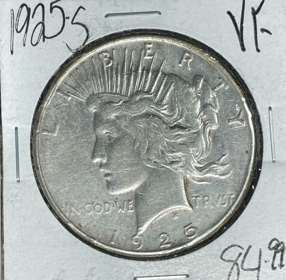 1925-S PEACE SILVER DOLLAR - VF ~NICE COIN~