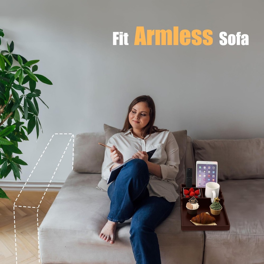 Couch Insert Tray, 2-in-1 Insert & Flat Sofa Organizer with 4 Compartments,Fi...