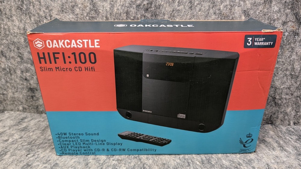Oakcastle HIFI100 Compact Stereo System with Bluetooth Wall Mountable CD Player