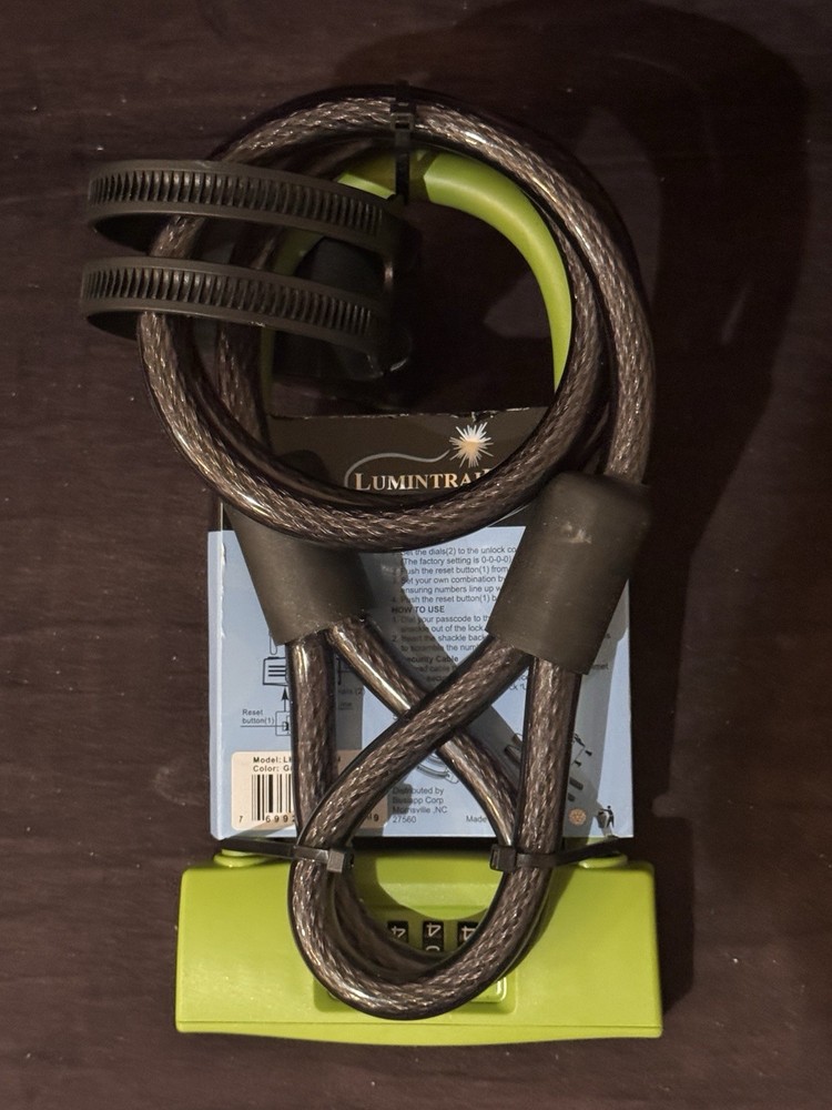 Lumintrail U-Shaped Combination Lock with 4' Security Cable