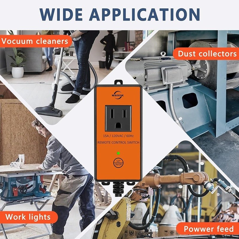 Remote Control Outlet Switch W/ Delay Shutdown Dust Collectors & Tools New