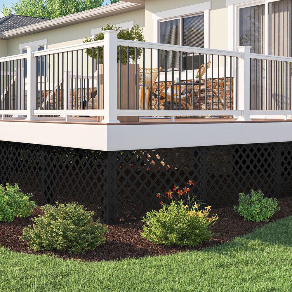 Veranda Garden Vinyl Lattice 4 ft x 8 ft Black Resists Discoloration Scratches