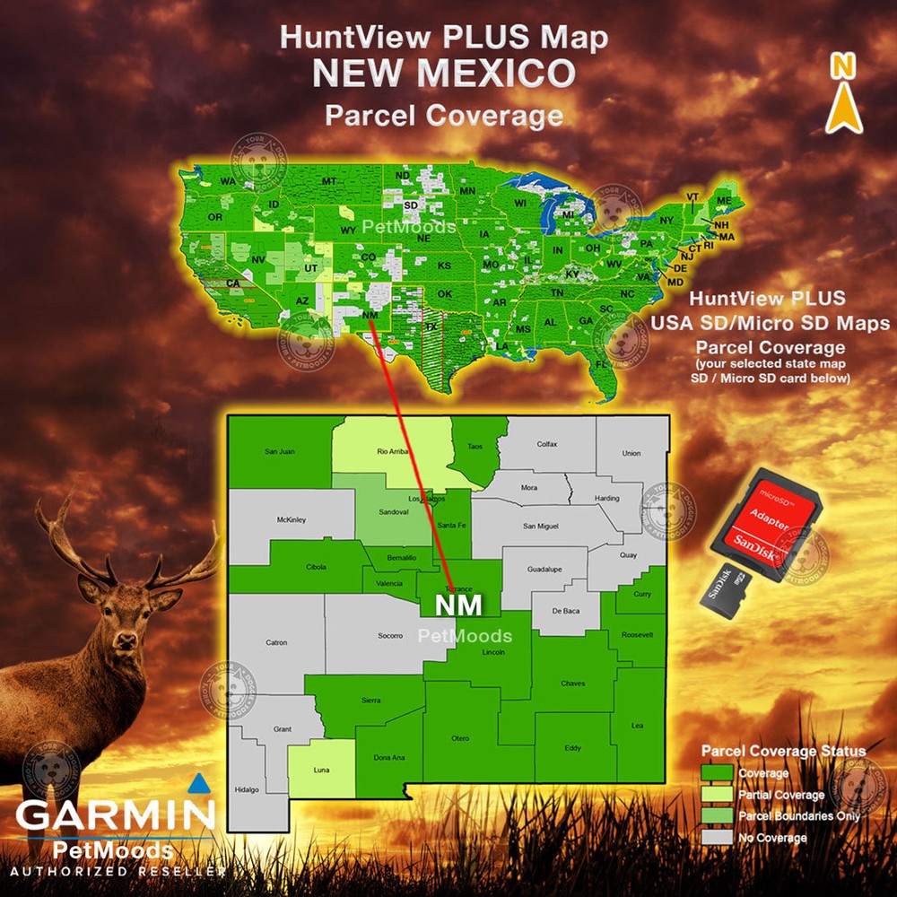 Garmin HuntView PLUS Map NEW MEXICO - MicroSD Birdseye Satellite Imagery 24K