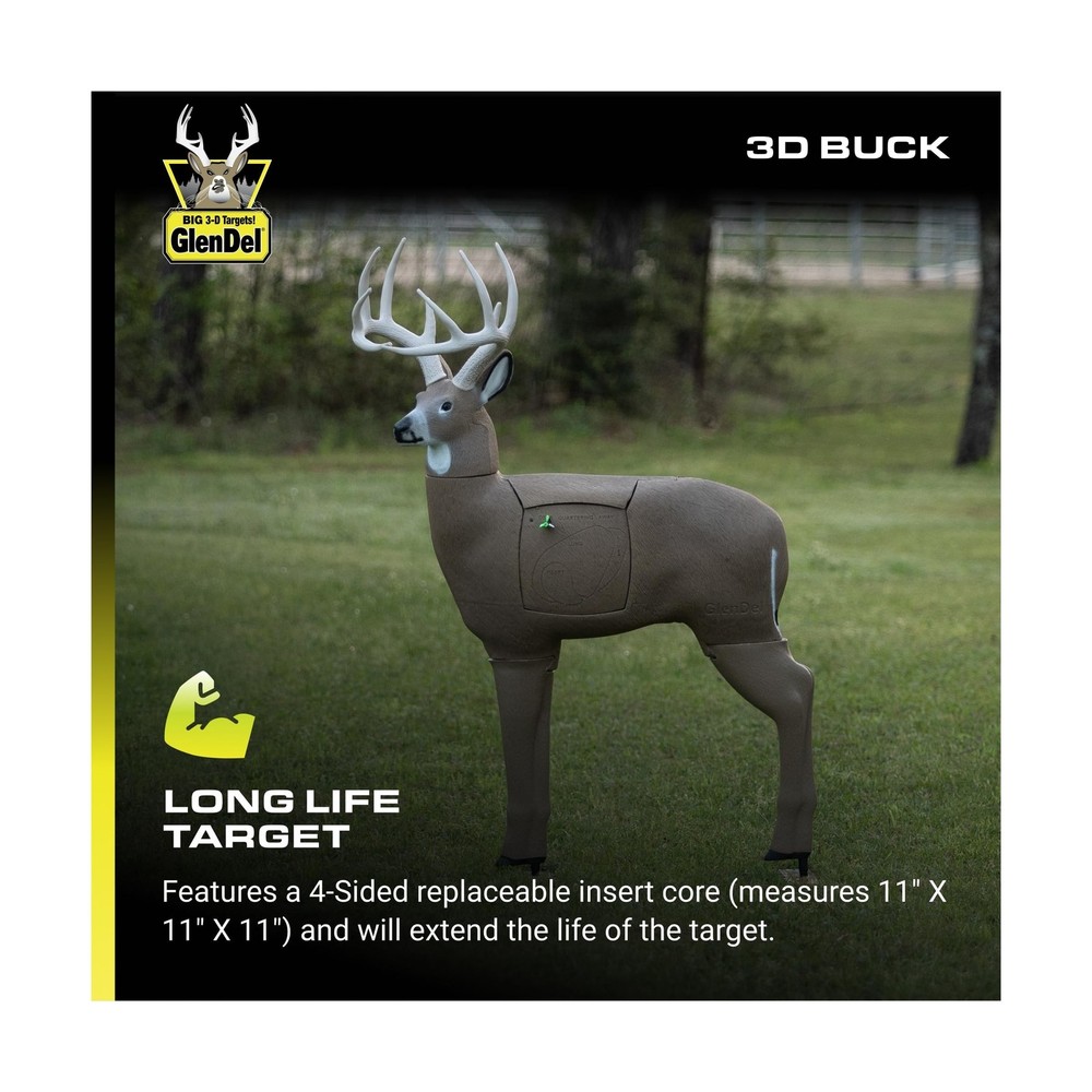 GLENDEL Buck 3D Archery Target with Replaceable Insert Core, GlenDel Buck w/4...