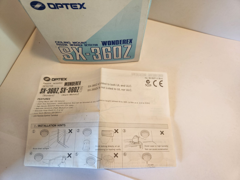 Optex Passive Infared Detector SX-360Z, Ceiling Mount